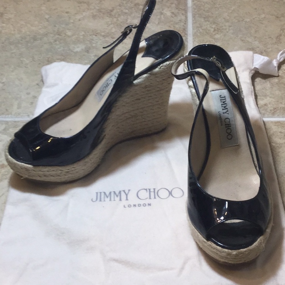 Jimmy Choo patent polar wedge